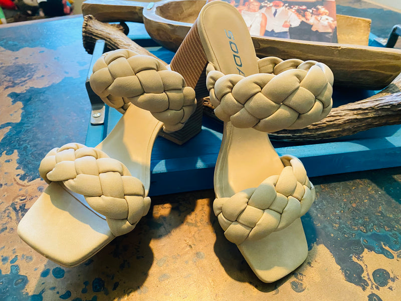 Criss Cross Leather Sandals with Heel