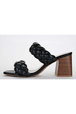 Black Criss Cross Leather Sandals with Heel