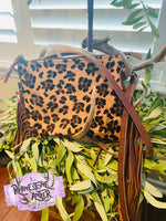 Medium Leopard Hide on Leather Crossbody W/Strap