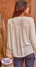 Ivory Embroidered Detailed Longsleeve Top