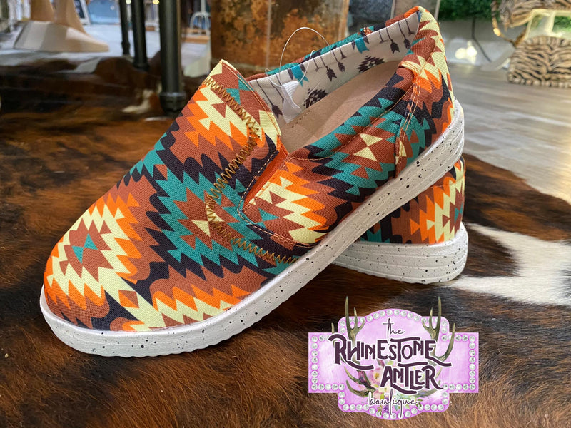 Beaufort Aztec Print Slide on Shoes