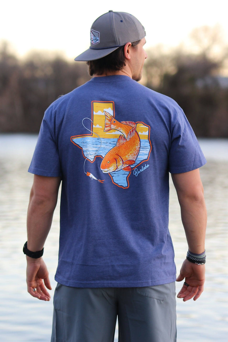 Texas Redfish Short Sleeve - Heather Navy