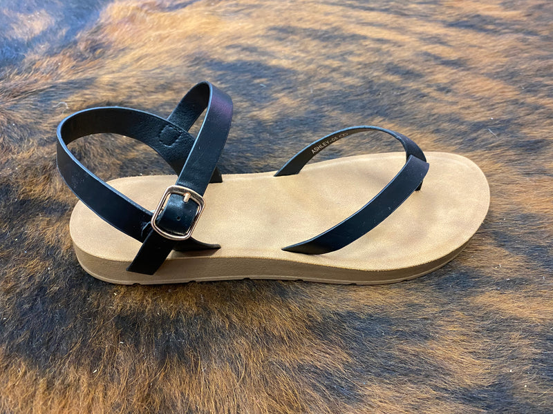 Black Traditional Double Strap Sandals