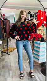 Black & Red Heart Sweater