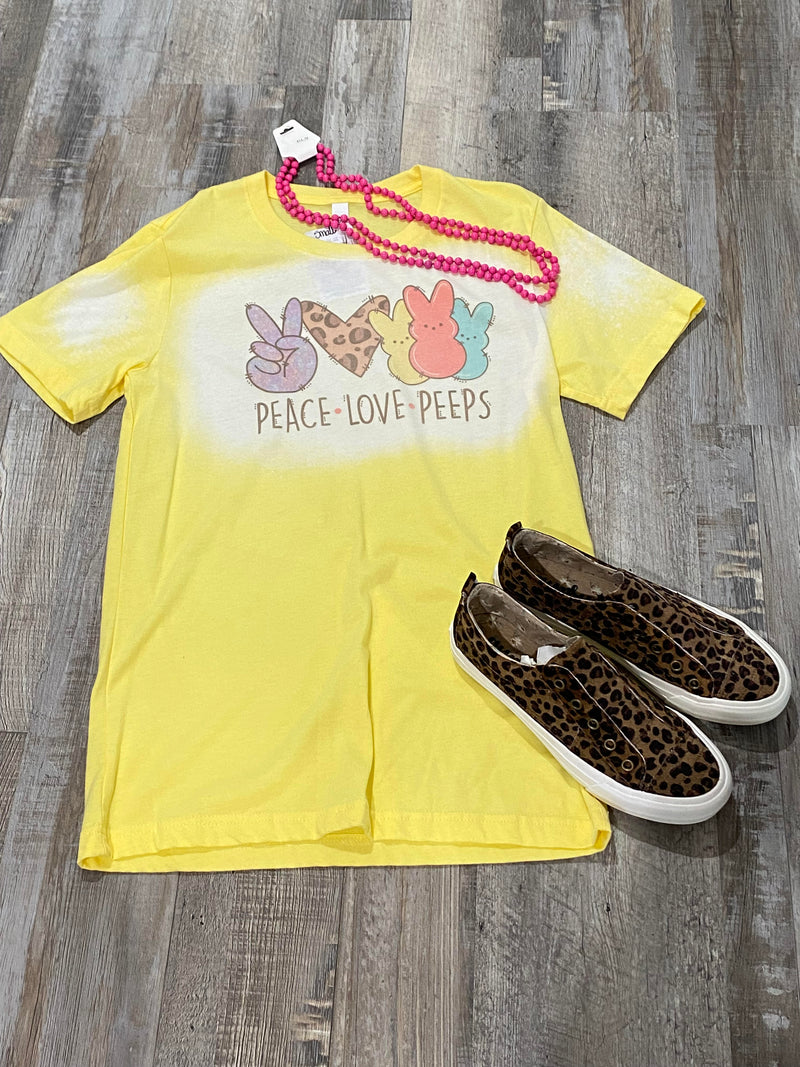 Peace, Love, Peeps Bleached Tee