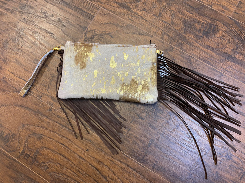 Cowhide Wristlet with Fringe